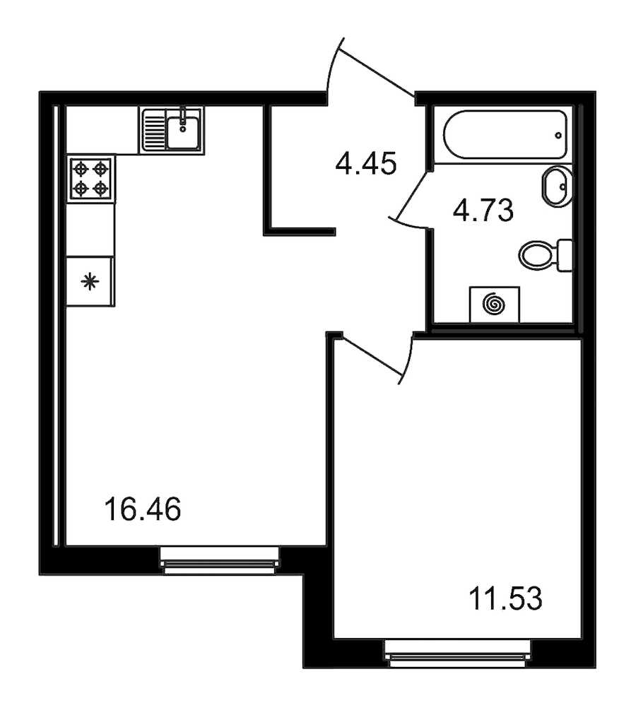 Однокомнатная квартира в : площадь 37.17 м2 , этаж: 1 – купить в Санкт-Петербурге